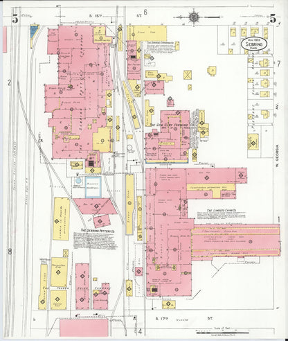 Sanborn Fire Insurance Map from Sebring, Mahoning County, Ohio (1923), Sheet #0005 - Complete Map Set gallery image, historic Sanborn map, vintage wall art, Ohio Ohio