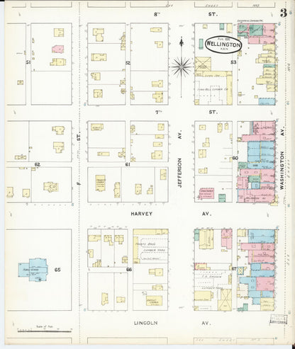 Sanborn Fire Insurance Map from Wellington, Sumner County, Kansas (1891), Sheet #0003 - Complete Map Set gallery image, historic Sanborn map, vintage wall art, Kansas Kansas
