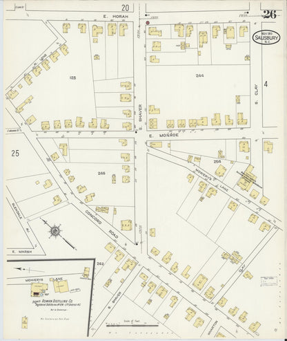 Sanborn Fire Insurance Map from Salisbury, Rowan County, North Carolina (1913), Sheet #0026 - Complete Map Set gallery image, historic Sanborn map, vintage wall art, North Carolina North Carolina