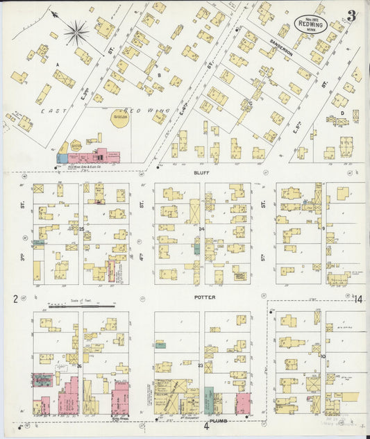 Sanborn Fire Insurance Map from Red Wing, Goodhue County, Minnesota (1902), Sheet #0003 - Historic Sanborn Fire Insurance Map Print, vintage old map wall art, antique decor, genealogy gift, Minnesota Minnesota map