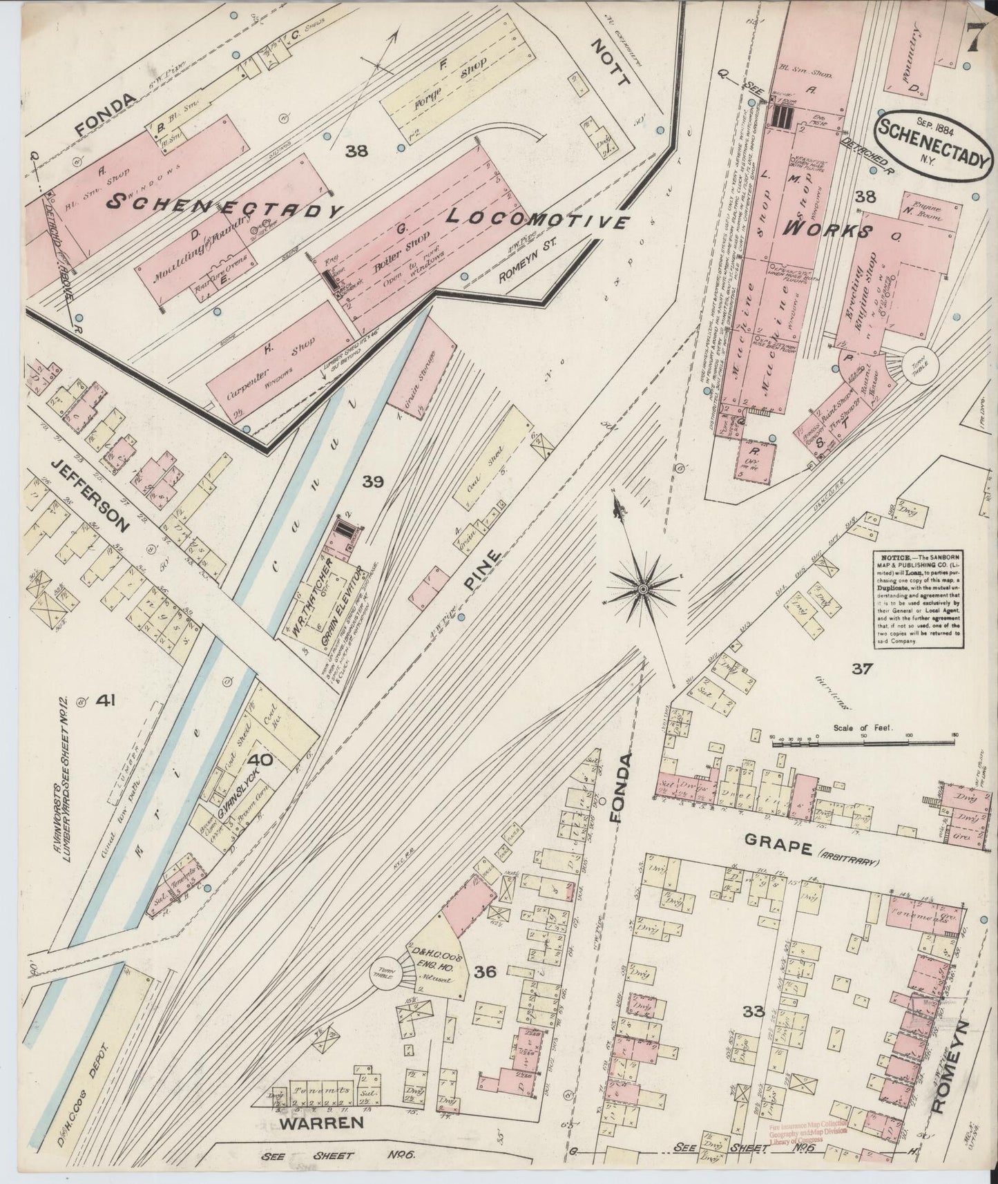 Sanborn Fire Insurance Map from Schenectady, Schenectady County, New York (1884), Sheet #0007 - Complete Map Set gallery image, historic Sanborn map, vintage wall art, New York New York
