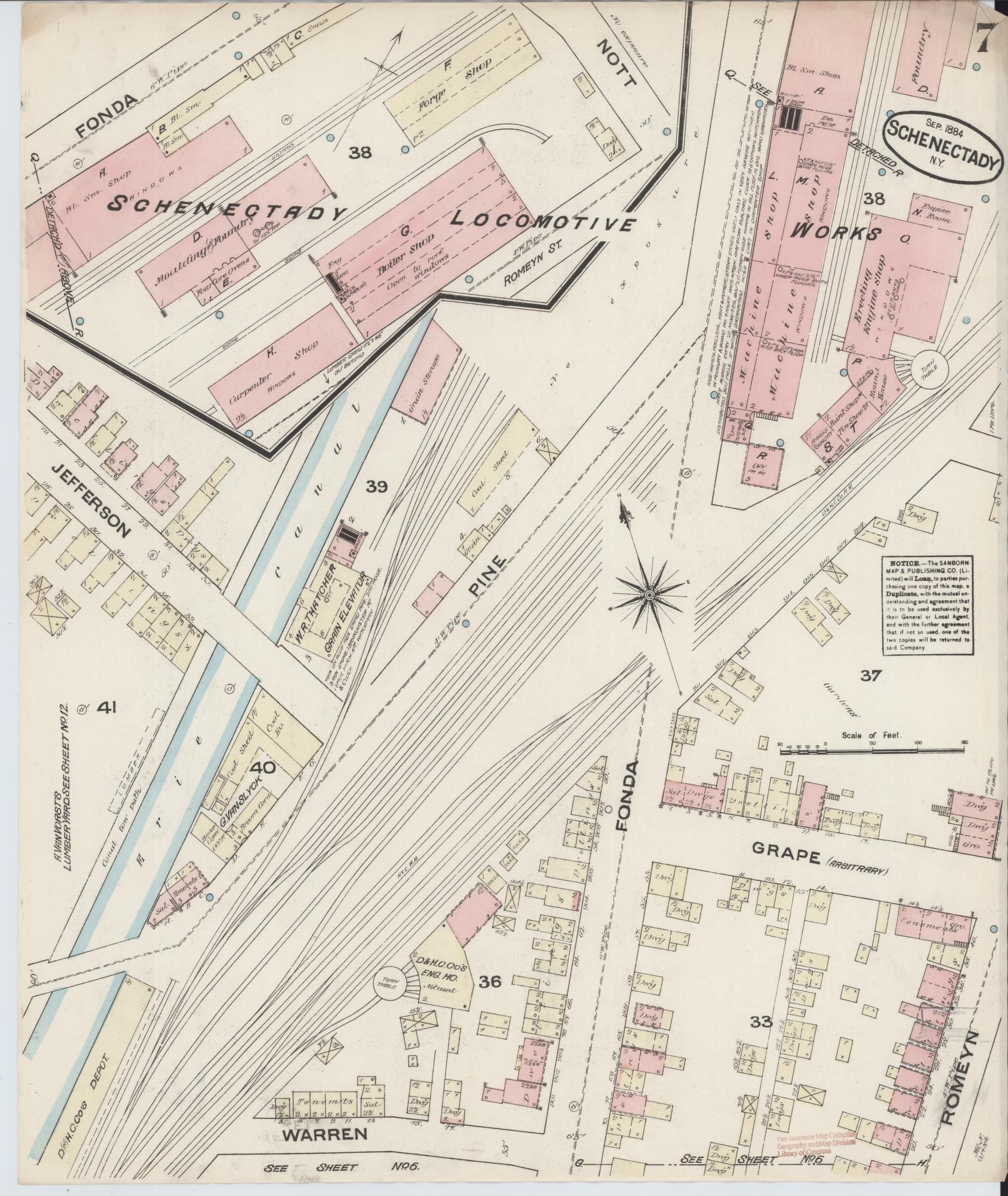 Sanborn Fire Insurance Map from Schenectady, Schenectady County, New York (1884), Sheet #0007 - Complete Map Set gallery image, historic Sanborn map, vintage wall art, New York New York