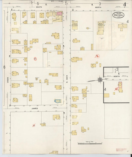 Sanborn Fire Insurance Map from Dryden, Tompkins County, New York (1937), Sheet #0004 - Historic Sanborn Fire Insurance Map Print, vintage old map wall art, antique decor, genealogy gift, New York New York map