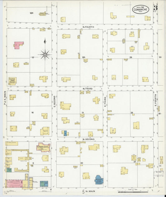 Sanborn Fire Insurance Map from Comanche, Comanche County, Texas (1908), Sheet #0003 - Historic Sanborn Fire Insurance Map Print, vintage old map wall art, antique decor, genealogy gift, Texas Texas map