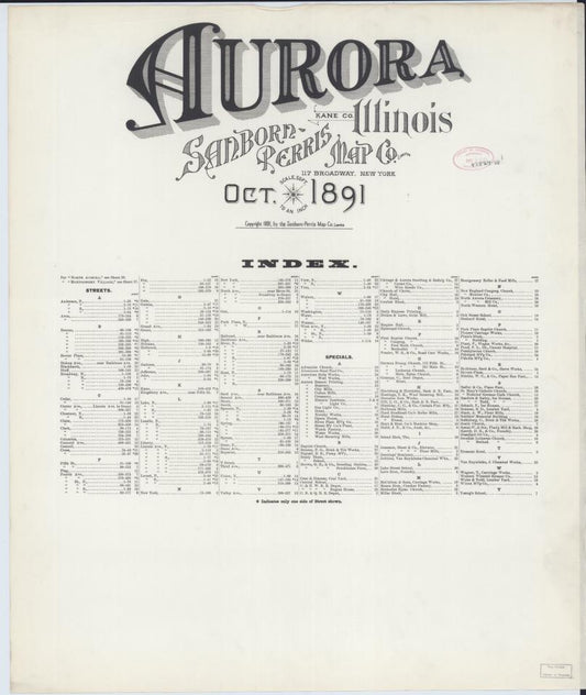 Sanborn Fire Insurance Map from Aurora, Kane County, Illinois. (1891) – Map View