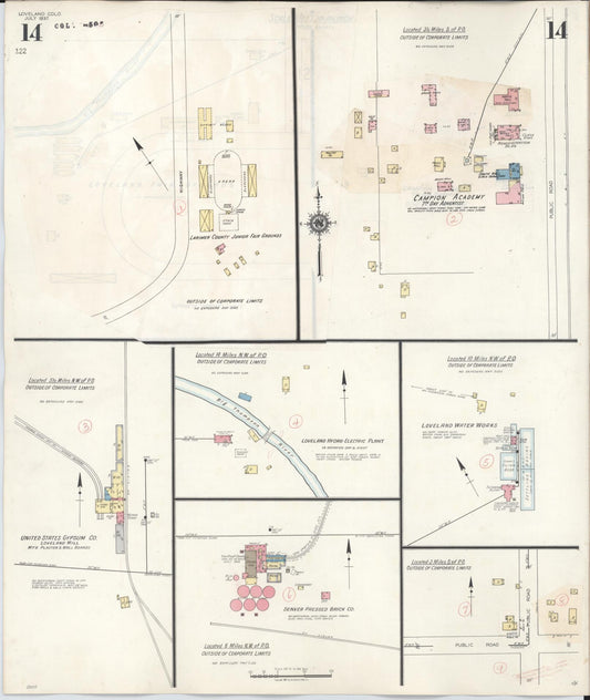 Sanborn Fire Insurance Map from Loveland, Larimer County, Colorado (1946), Sheet #0014 - Historic Sanborn Fire Insurance Map Print, vintage old map wall art, antique decor, genealogy gift, Colorado Colorado map