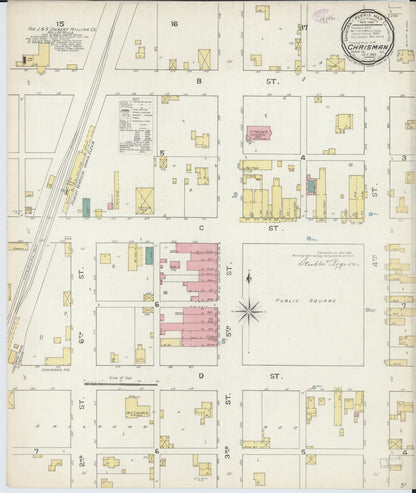 Sanborn Fire Insurance Map from Chrisman, Edgar County, Illinois (1893), Sheet #0001 - Historic Sanborn Fire Insurance Map Print, vintage old map wall art, antique decor, genealogy gift, Illinois Illinois map