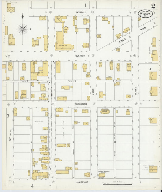 Sanborn Fire Insurance Map from Wilcox, Elk County, Pennsylvania (1900), Sheet #0002 - Historic Sanborn Fire Insurance Map Print, vintage old map wall art, antique decor, genealogy gift, Pennsylvania Pennsylvania map