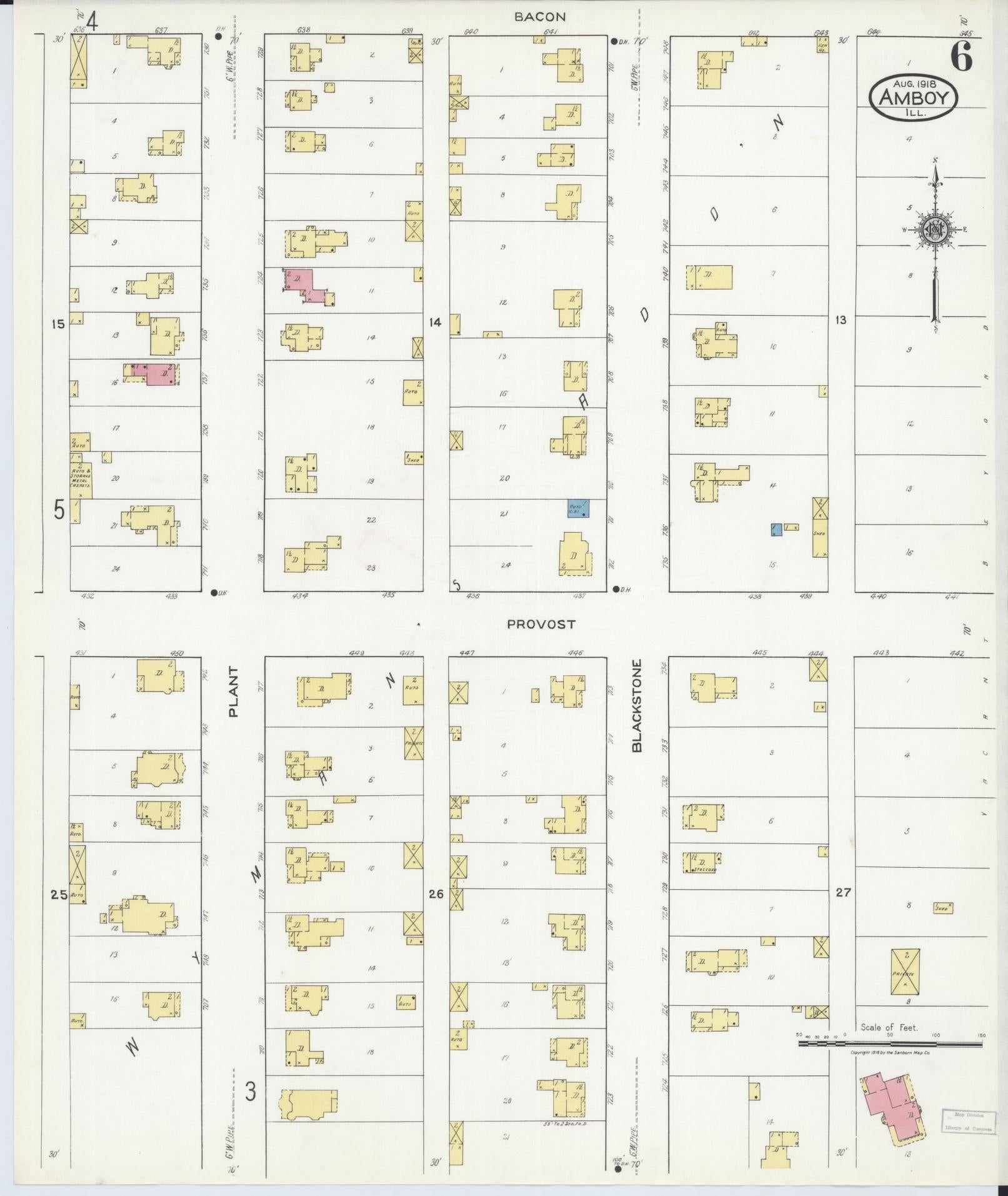 Sanborn Fire Insurance Map from Amboy, Lee County, Illinois (1918), Sheet #0006 - Historic Sanborn Fire Insurance Map Print, vintage old map wall art, antique decor, genealogy gift, Illinois Illinois map