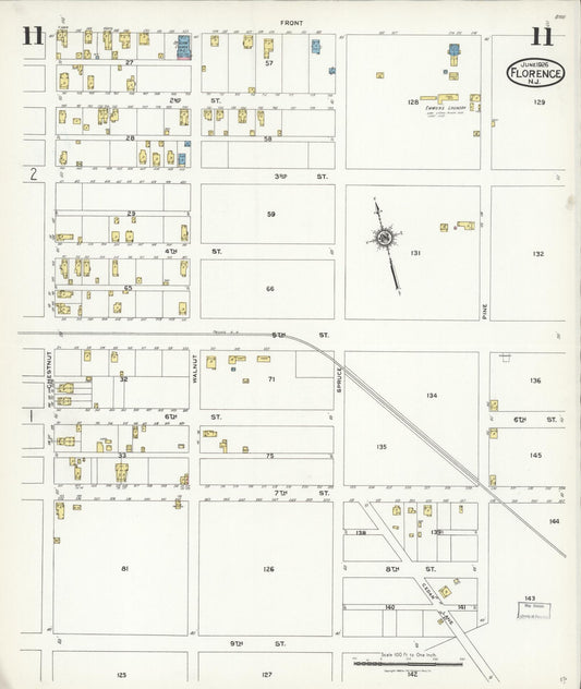 Sanborn Fire Insurance Map from Florence, Burlington County, New Jersey (1926), Sheet #0011 - Historic Sanborn Fire Insurance Map Print, vintage old map wall art, antique decor, genealogy gift, New Jersey New Jersey map