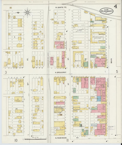 Sanborn Fire Insurance Map from Oklahoma City, Oklahoma County, Oklahoma (1898), Sheet #0004 - Complete Map Set gallery image, historic Sanborn map, vintage wall art, Oklahoma City Oklahoma