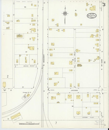 Sanborn Fire Insurance Map from Martin, Weakley County, Tennessee (1913), Sheet #0003 - Complete Map Set gallery image, historic Sanborn map, vintage wall art, Tennessee Tennessee