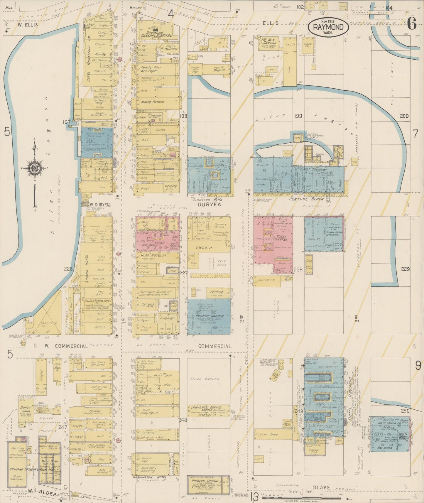 Sanborn Fire Insurance Map from Raymond, Pacific County, Washington (1919), Sheet #0006 - Complete Map Set gallery image, historic Sanborn map, vintage wall art, Washington Washington