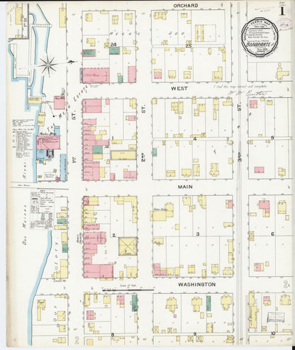 Sanborn Fire Insurance Map from Bonaparte, Van Buren County, Iowa (1893), Sheet #0001 - Historic Sanborn Fire Insurance Map Print