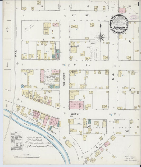 Sanborn Fire Insurance Map from Jordan, Scott County, Minnesota (1887), Sheet #0001 - Historic Sanborn Fire Insurance Map Print, vintage old map wall art, antique decor, genealogy gift, Minnesota Minnesota map
