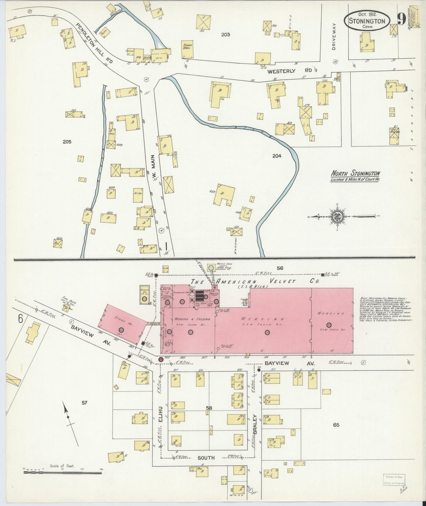 Sanborn Fire Insurance Map from Stonington, New London County, Connecticut (1912), Sheet #0009 - Complete Map Set gallery image, historic Sanborn map, vintage wall art, Connecticut Connecticut
