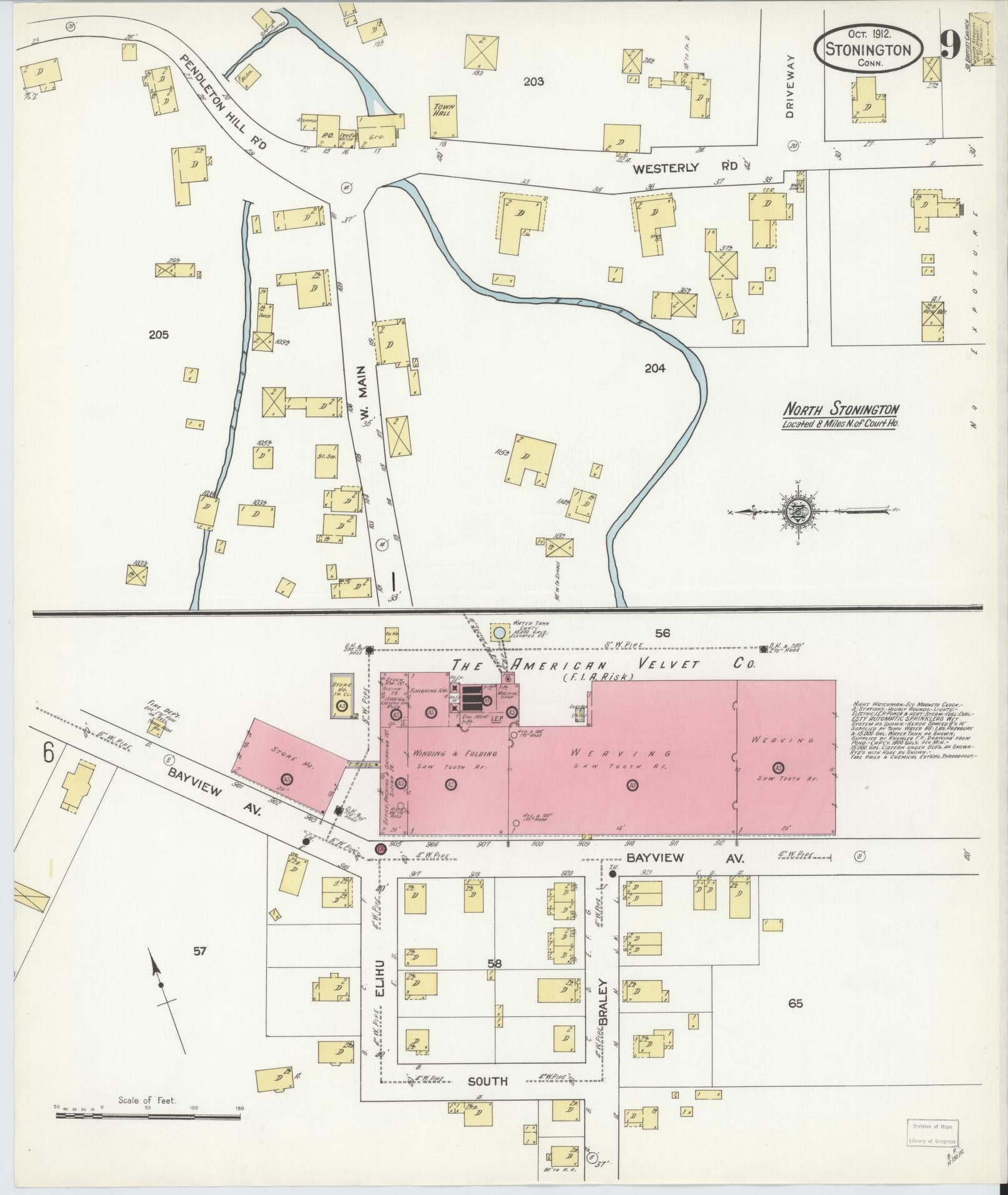 Sanborn Fire Insurance Map from Stonington, New London County, Connecticut (1912), Sheet #0009 - Complete Map Set gallery image, historic Sanborn map, vintage wall art, Connecticut Connecticut