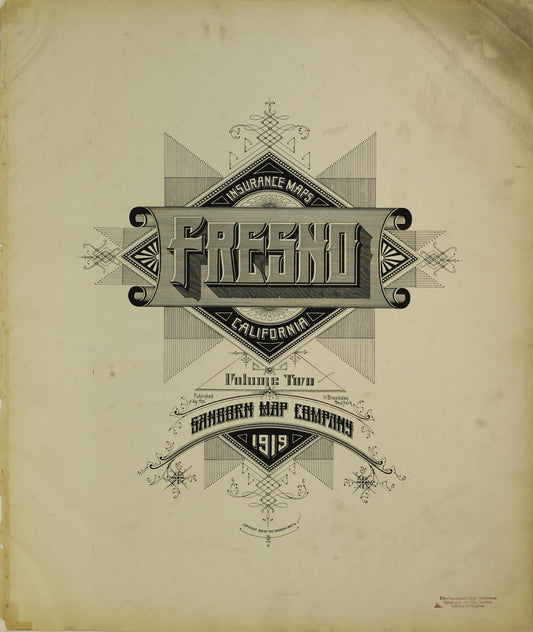 Sanborn Fire Insurance Map from Fresno, Fresno County, California (1919), Sheet #0001 - Historic Sanborn Fire Insurance Map Print, vintage old map wall art, antique decor, genealogy gift, California California map