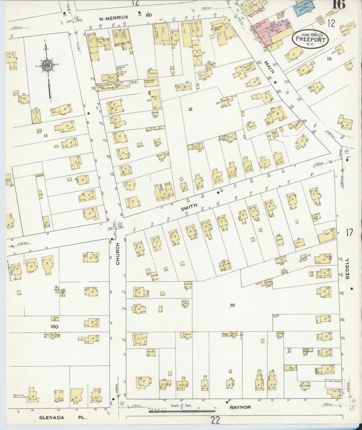 Sanborn Fire Insurance Map from Freeport, Nassau County, New York (1910), Sheet #0016 - Complete Map Set gallery image, historic Sanborn map, vintage wall art, New York New York