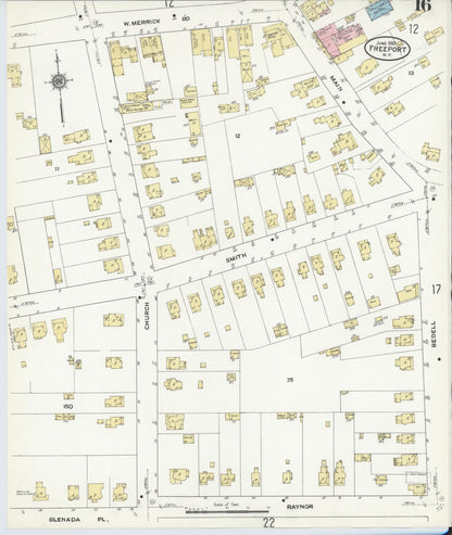 Sanborn Fire Insurance Map from Freeport, Nassau County, New York (1910), Sheet #0016 - Complete Map Set gallery image, historic Sanborn map, vintage wall art, New York New York
