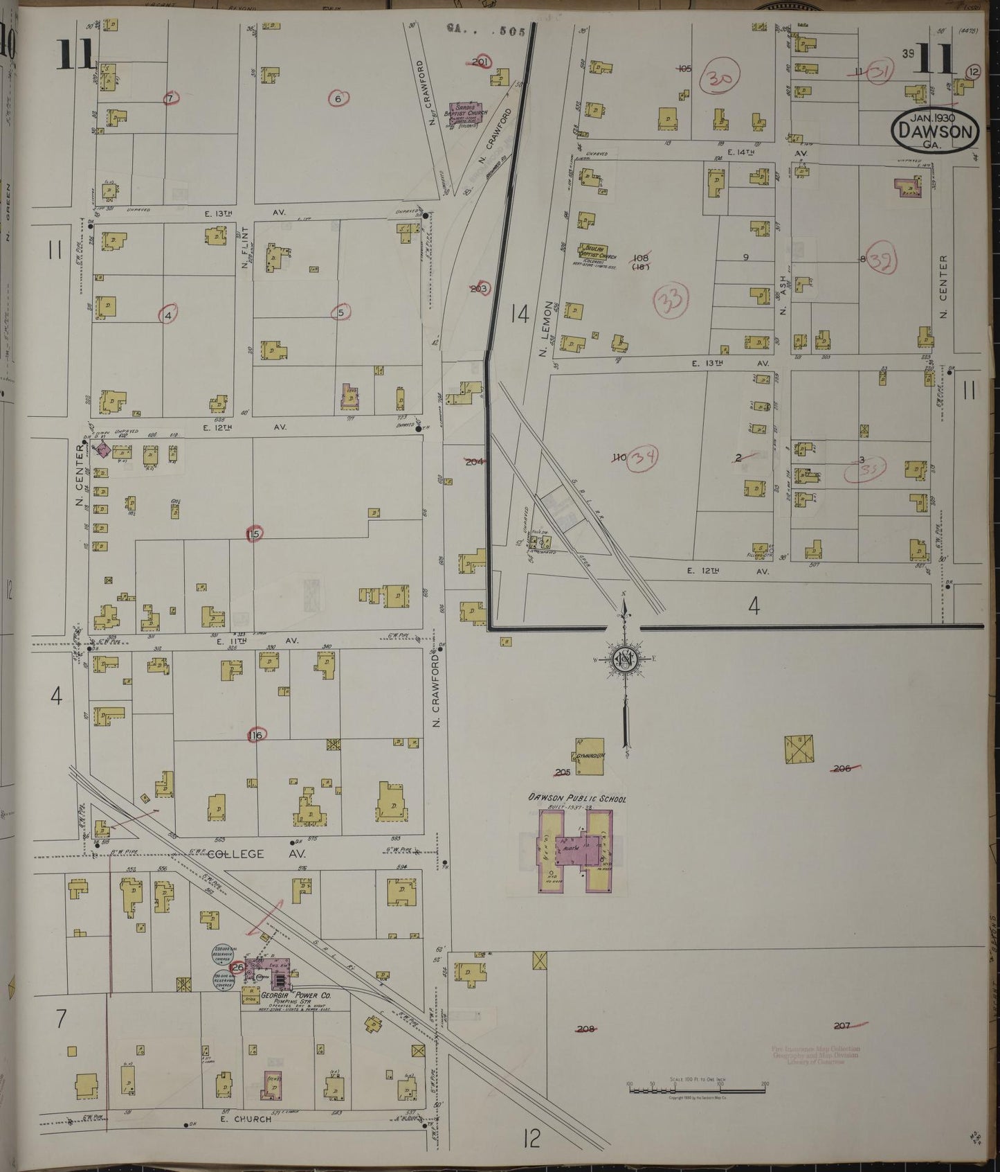 Sanborn Fire Insurance Map from Dawson, Terrell County, Georgia (1943), Sheet #0011 - Complete Map Set gallery image, historic Sanborn map, vintage wall art, Georgia Georgia