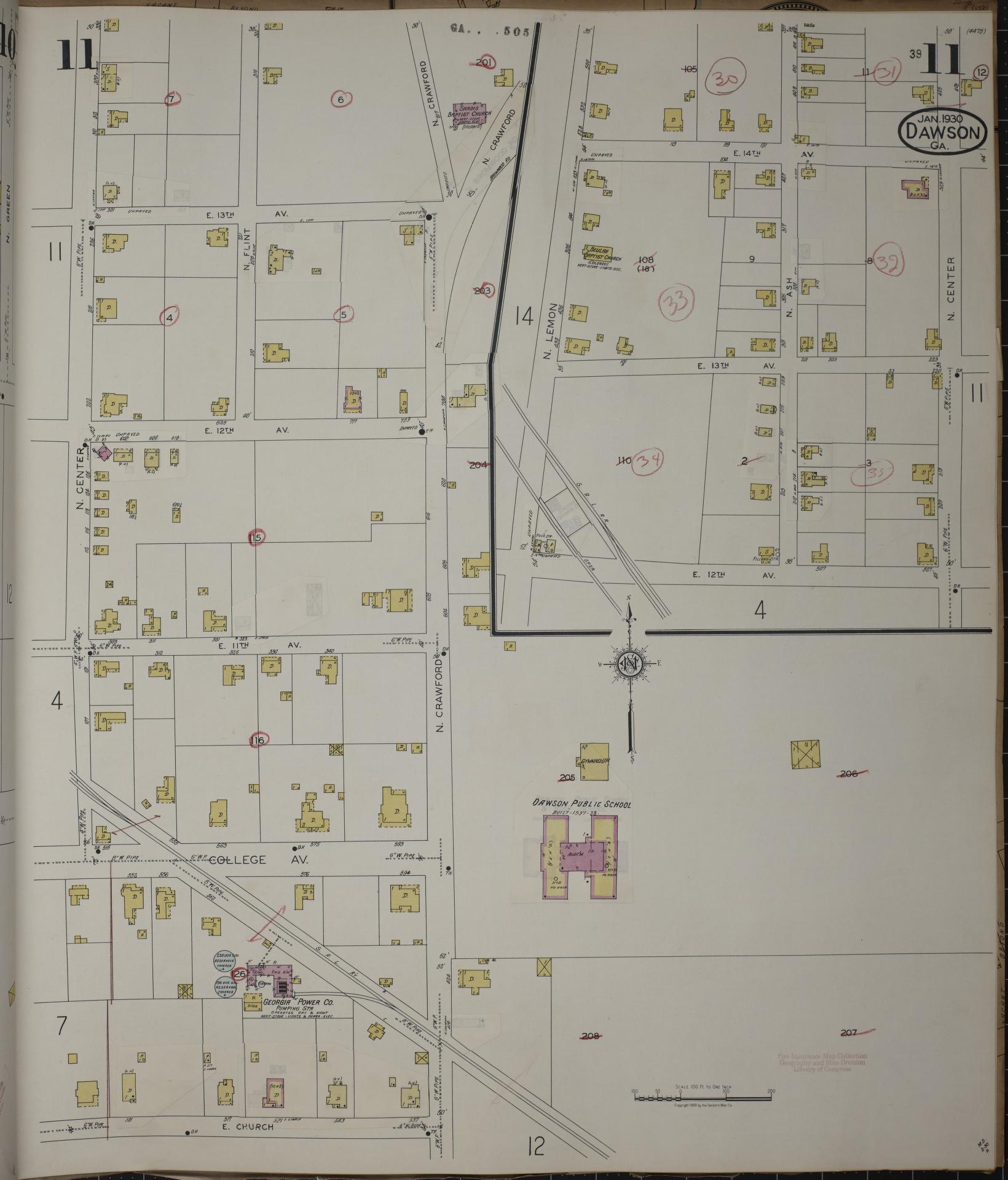 Sanborn Fire Insurance Map from Dawson, Terrell County, Georgia (1943), Sheet #0011 - Complete Map Set gallery image, historic Sanborn map, vintage wall art, Georgia Georgia