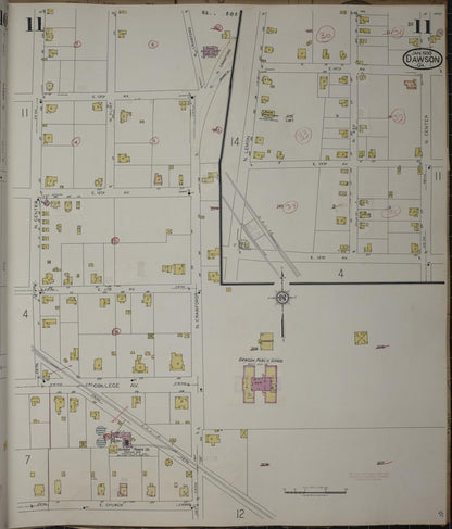Sanborn Fire Insurance Map from Dawson, Terrell County, Georgia (1943), Sheet #0011 - Complete Map Set gallery image, historic Sanborn map, vintage wall art, Georgia Georgia