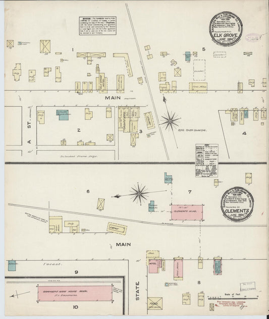 Sanborn Fire Insurance Map from Elk Grove, Sacramento County, California (1884), Sheet #0001 - Historic Sanborn Fire Insurance Map Print, vintage old map wall art, antique decor, genealogy gift, California California map