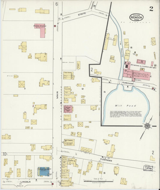 Sanborn Fire Insurance Map from Monson, Hampden County, Massachusetts (1918), Sheet #0002 - Historic Sanborn Fire Insurance Map Print, vintage old map wall art, antique decor, genealogy gift, Massachusetts Massachusetts map