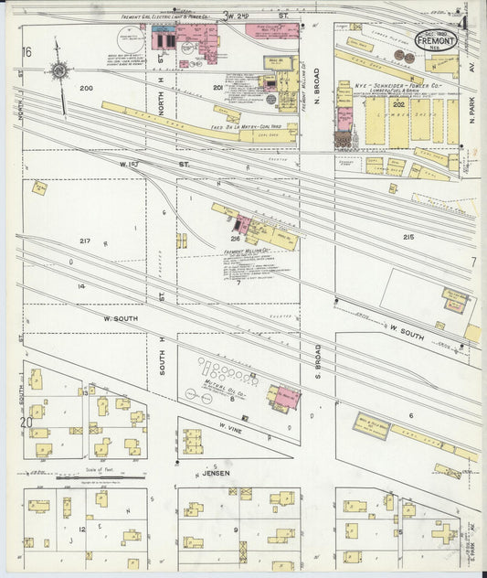 Sanborn Fire Insurance Map from Fremont, Dodge County, Nebraska (1920), Sheet #0004 - Historic Sanborn Fire Insurance Map Print, vintage old map wall art, antique decor, genealogy gift, Nebraska Nebraska map