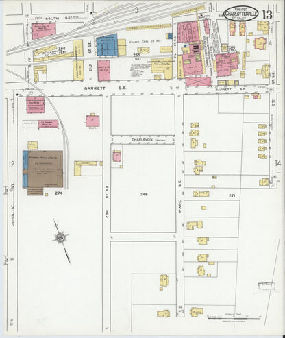 Sanborn Fire Insurance Map from Charlottesville, Independent Cities, Virginia (1920), Sheet #0013 - Complete Map Set gallery image, historic Sanborn map, vintage wall art, Virginia Virginia