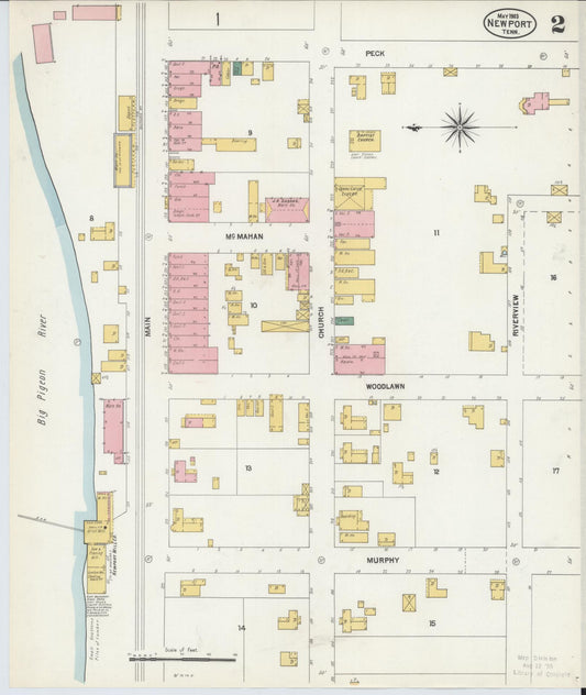 Sanborn Fire Insurance Map from Newport, Cocke County, Tennessee (1903), Sheet #0002 - Historic Sanborn Fire Insurance Map Print, vintage old map wall art, antique decor, genealogy gift, Tennessee Tennessee map