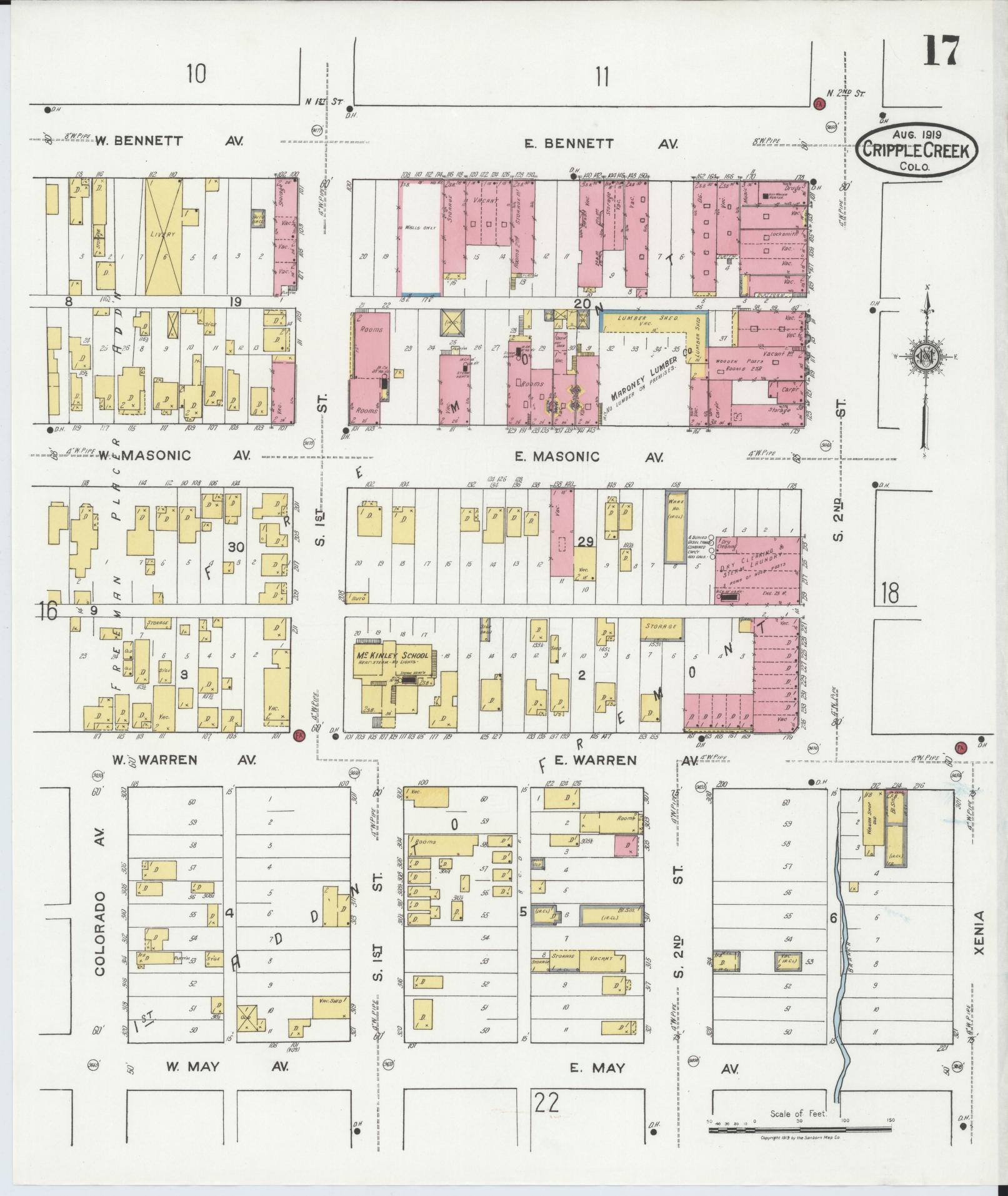 Sanborn Fire Insurance Map from Cripple Creek, Teller County, Colorado (1919), Sheet #0017 - Complete Map Set gallery image, historic Sanborn map, vintage wall art, Colorado Colorado