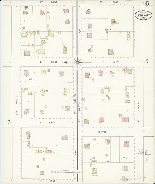 Sanborn Fire Insurance Map from Lehi, Utah County, Utah (1898), Sheet #0006 - Historic Sanborn Fire Insurance Map Print, vintage old map wall art, antique decor, genealogy gift, Lehi Utah map