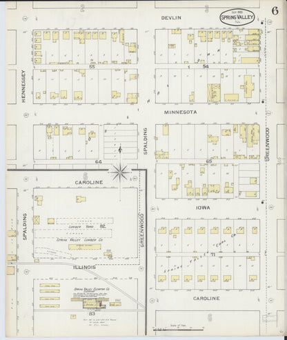 Sanborn Fire Insurance Map from Spring Valley, Bureau County, Illinois (1893), Sheet #0006 - Complete Map Set gallery image, historic Sanborn map, vintage wall art, Illinois Illinois