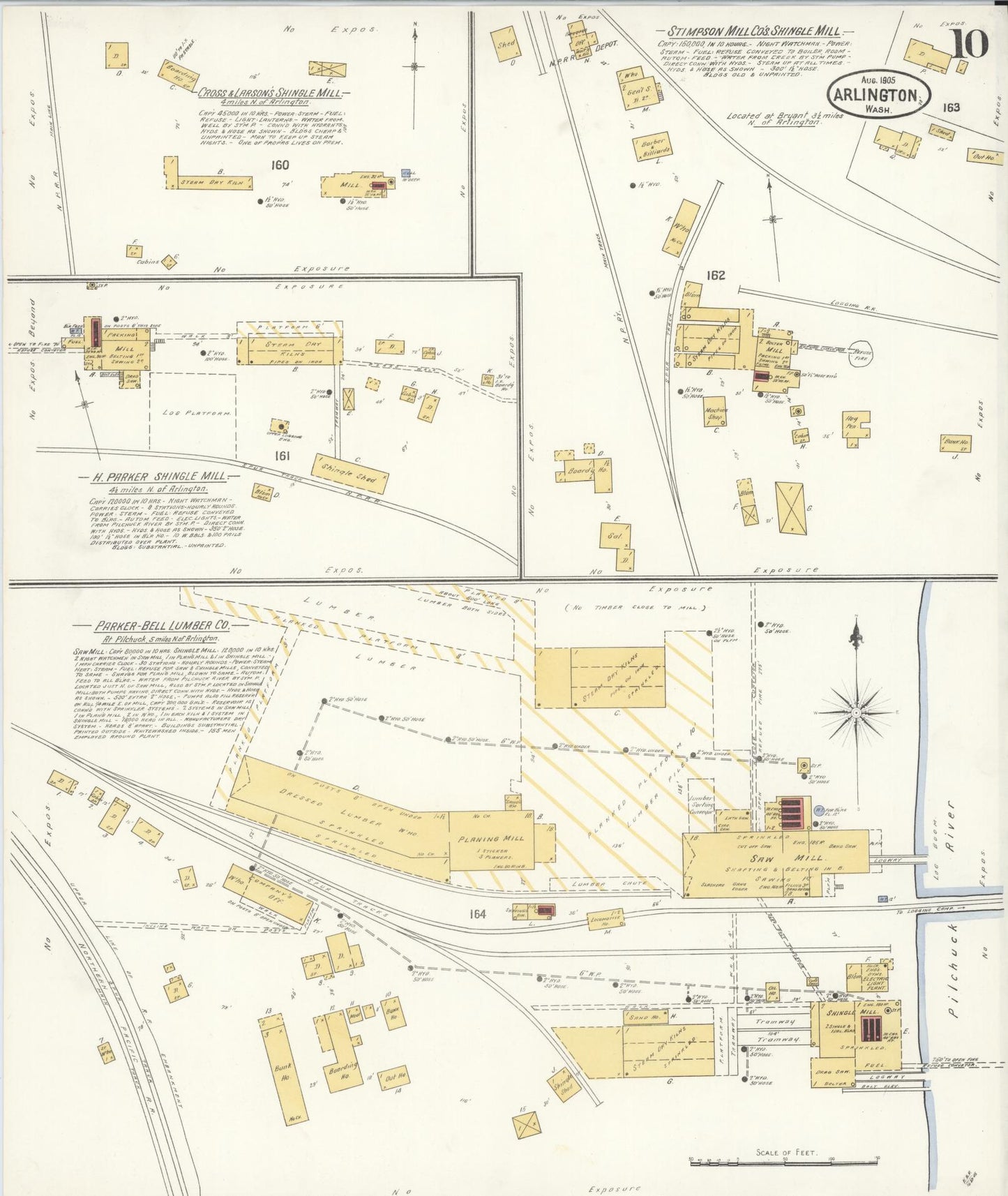 Sanborn Fire Insurance Map from Arlington, Snohomish County, Washington (1905), Sheet #0010 - Historic Sanborn Fire Insurance Map Print, vintage old map wall art, antique decor, genealogy gift, Washington Washington map