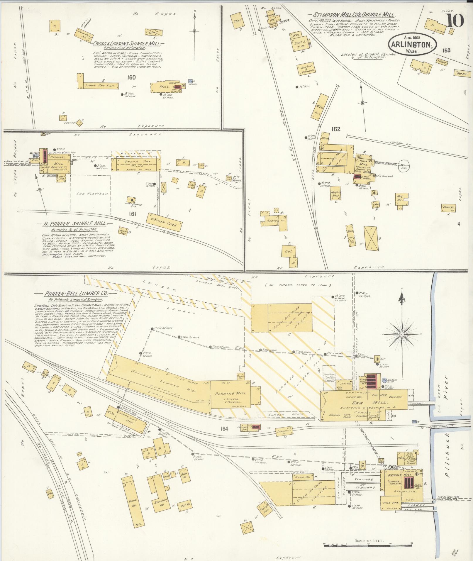 Sanborn Fire Insurance Map from Arlington, Snohomish County, Washington (1905), Sheet #0010 - Historic Sanborn Fire Insurance Map Print, vintage old map wall art, antique decor, genealogy gift, Washington Washington map