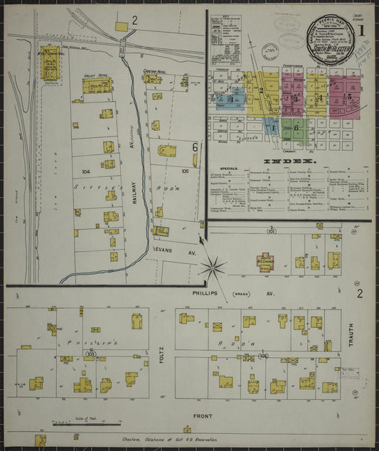 Sanborn Fire Insurance Map from South McAlester, Pittsburg County, Oklahoma (1898), Sheet #0001 - Historic Sanborn Fire Insurance Map Print, vintage old map wall art, antique decor, genealogy gift, Oklahoma Oklahoma map