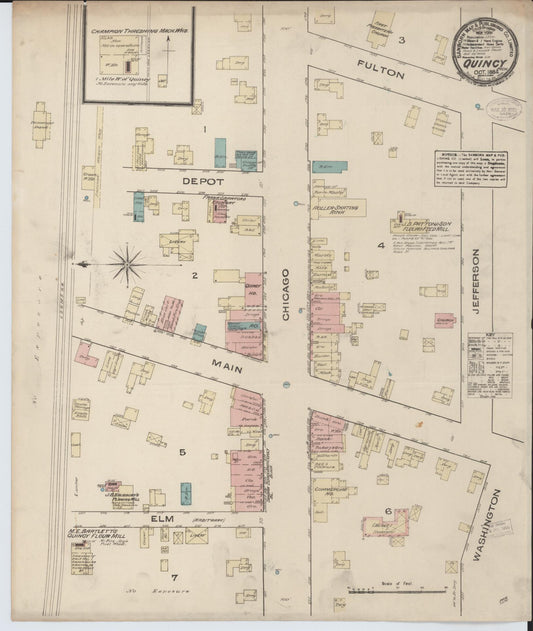 Sanborn Fire Insurance Map from Quincy, Branch County, Michigan (1884), Sheet #0001 - Historic Sanborn Fire Insurance Map Print, vintage old map wall art, antique decor, genealogy gift, Michigan Michigan map