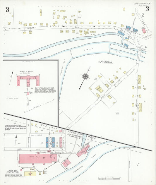 Sanborn Fire Insurance Map from North Smithfield, Providence County, Rhode Island (1940), Sheet #0003 - Historic Sanborn Fire Insurance Map Print, vintage old map wall art, antique decor, genealogy gift, Rhode Island Rhode Island map
