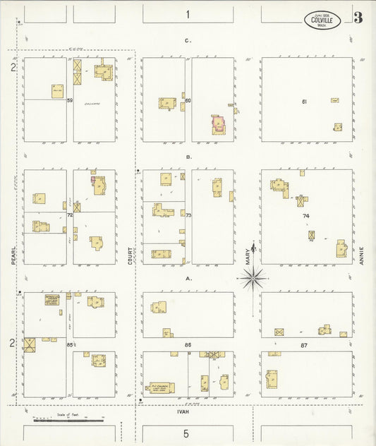 Sanborn Fire Insurance Map from Colville, Stevens County, Washington (1908), Sheet #0003 - Historic Sanborn Fire Insurance Map Print, vintage old map wall art, antique decor, genealogy gift, Washington Washington map