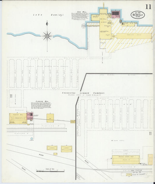 Sanborn Fire Insurance Map from Bemidji, Beltrami County, Minnesota (1909), Sheet #0011 - Historic Sanborn Fire Insurance Map Print, vintage old map wall art, antique decor, genealogy gift, Minnesota Minnesota map