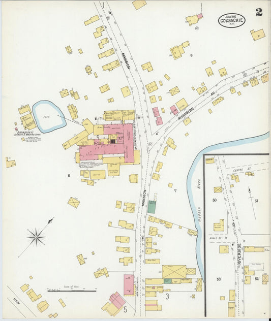 Sanborn Fire Insurance Map from Coxsackie, Greene County, New York (1902), Sheet #0002 - Historic Sanborn Fire Insurance Map Print, vintage old map wall art, antique decor, genealogy gift, New York New York map