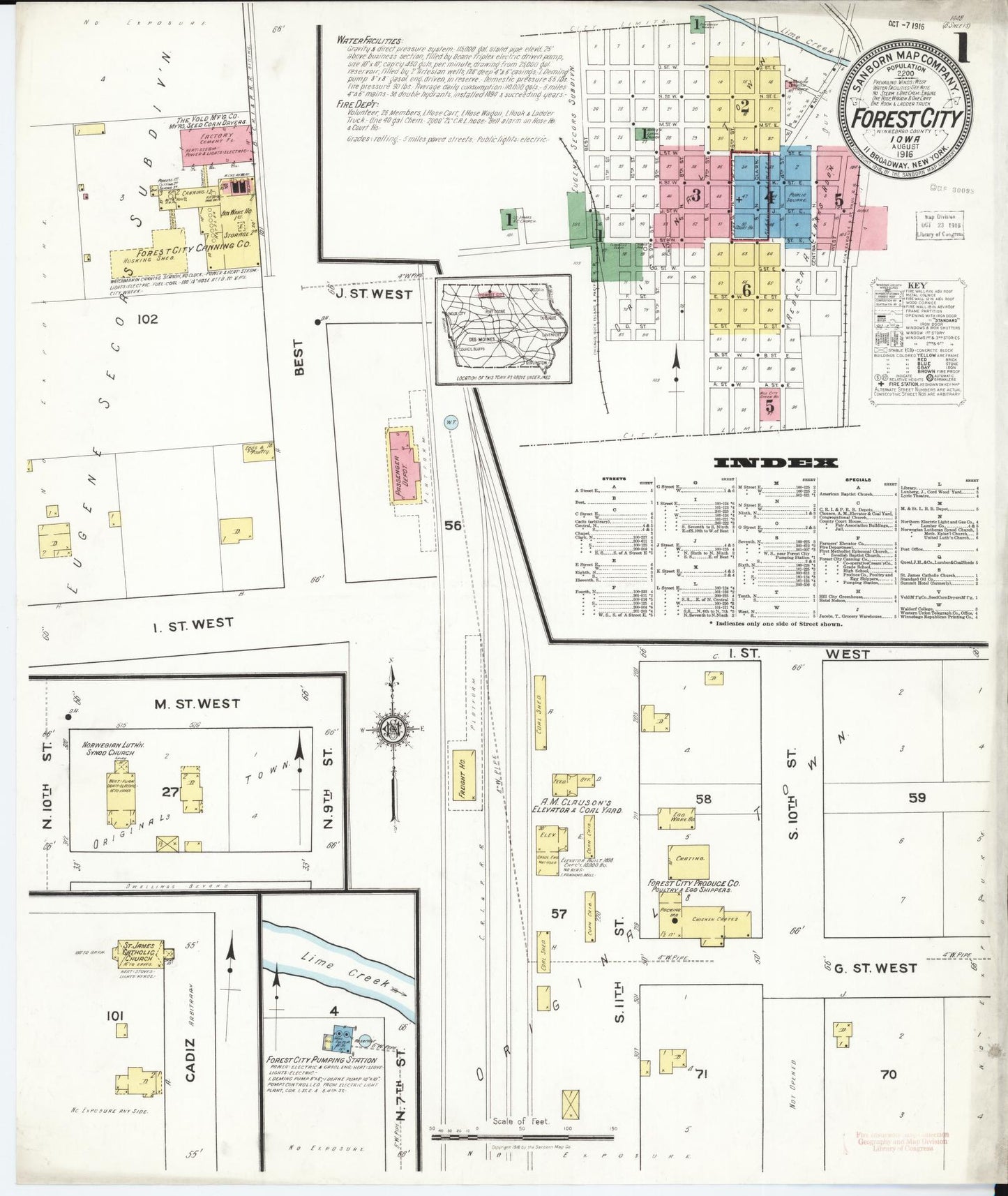 Sanborn Fire Insurance Map from Forest City, Winnebago County, Iowa. (1916) – Map View