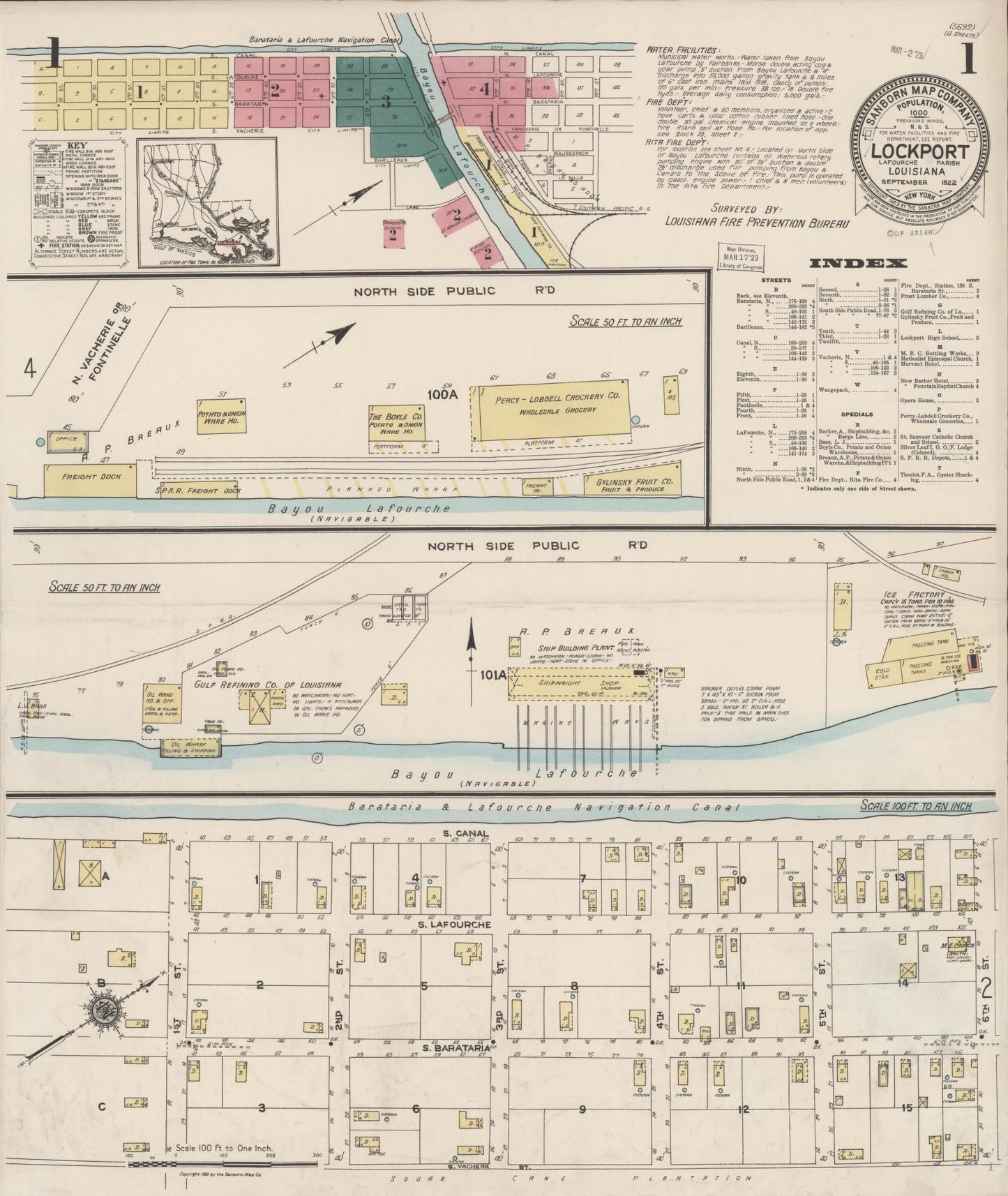 Sanborn Fire Insurance Map from Lockport, Lafourche Parish, Louisiana. (1922) – Historic Sanborn Fire Insurance Map Print