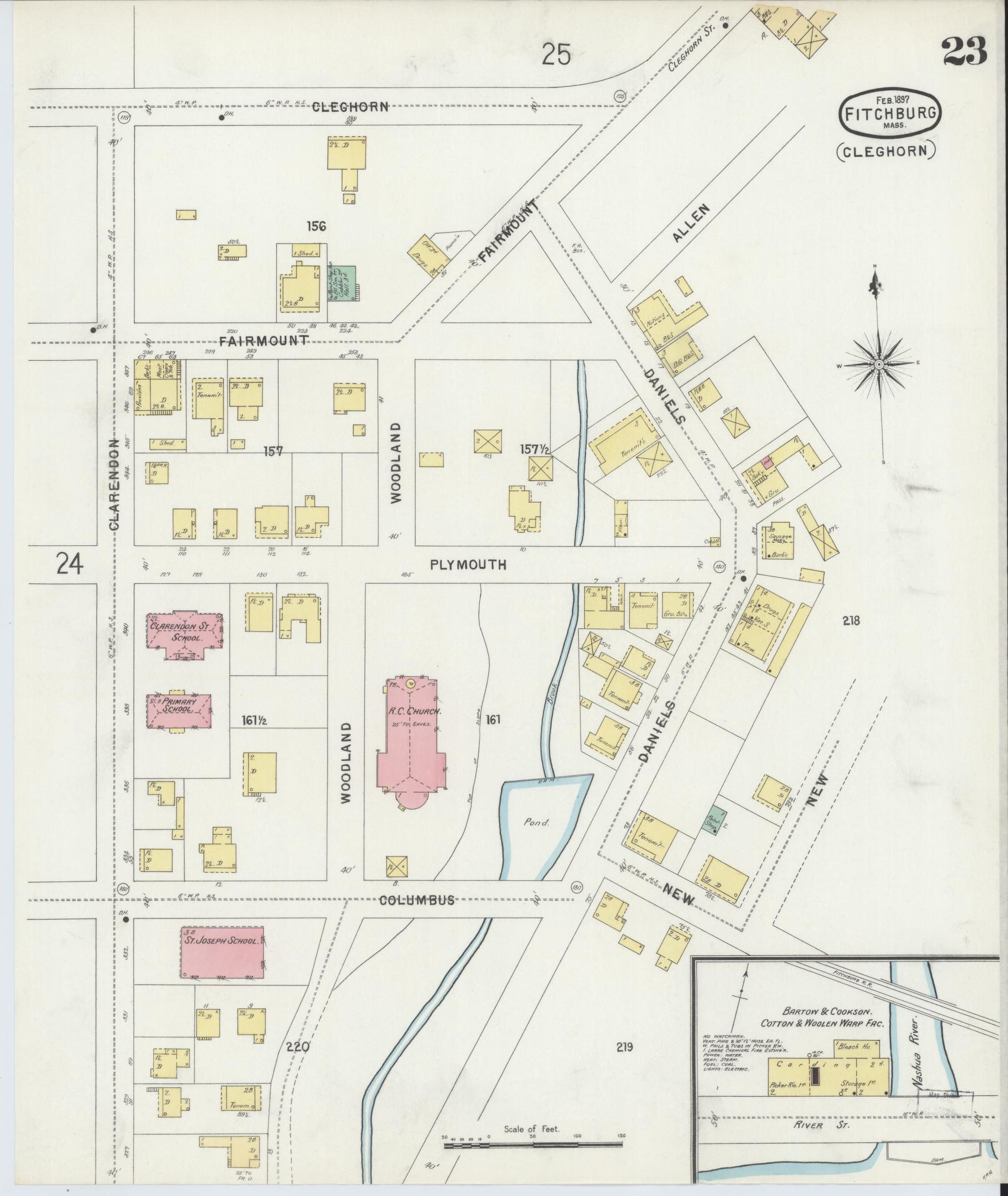 Sanborn Fire Insurance Map from Fitchburg, Worcester County, Massachusetts (1897), Sheet #0023 - Complete Map Set gallery image, historic Sanborn map, vintage wall art, Massachusetts Massachusetts