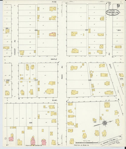 Sanborn Fire Insurance Map from Franklin, Warren County, Ohio (1916), Sheet #0009 - Historic Sanborn Fire Insurance Map Print, vintage old map wall art, antique decor, genealogy gift, Ohio Ohio map