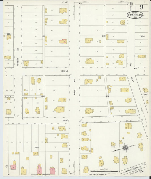 Sanborn Fire Insurance Map from Franklin, Warren County, Ohio (1916), Sheet #0009 - Historic Sanborn Fire Insurance Map Print, vintage old map wall art, antique decor, genealogy gift, Ohio Ohio map