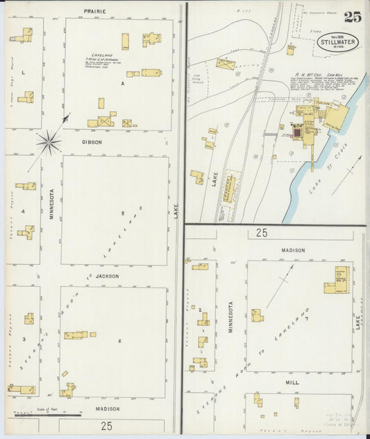 Sanborn Fire Insurance Map from Stillwater, Washington County, Minnesota (1898), Sheet #0025 - Historic Sanborn Fire Insurance Map Print, vintage old map wall art, antique decor, genealogy gift, Minnesota Minnesota map