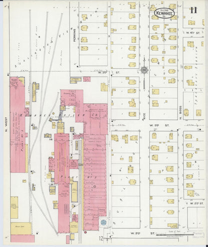 Sanborn Fire Insurance Map from Kewanee, Henry County, Illinois (1918), Sheet #0011 - Complete Map Set gallery image, historic Sanborn map, vintage wall art, Illinois Illinois
